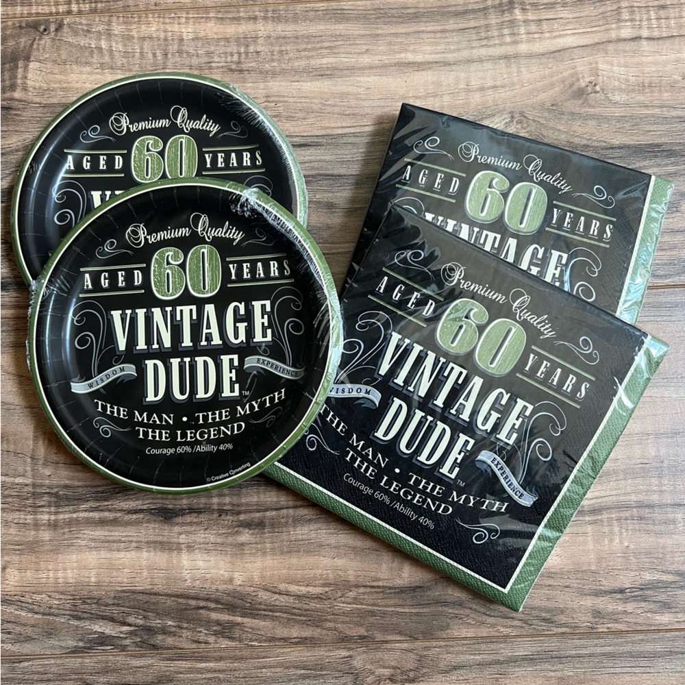 60 Years Vintage Dude Plates and Napkins
